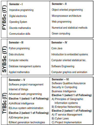 Subjects of BSC IT at PMWC